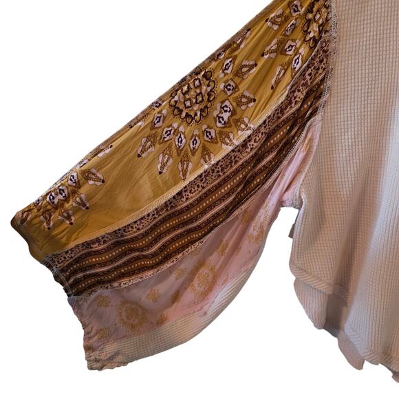 We The Free Blossom Printed Balloon-Sleeve Thermal Long Sleeve Top Medium Boho - Picture 3 of 5